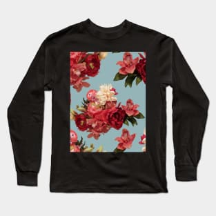 Just Flowers on Light Blue Long Sleeve T-Shirt